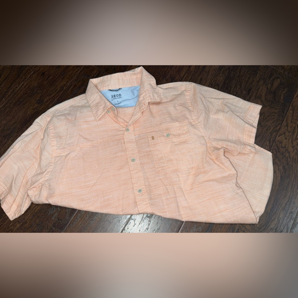 Izod Men's Light Orange Casual Shirt